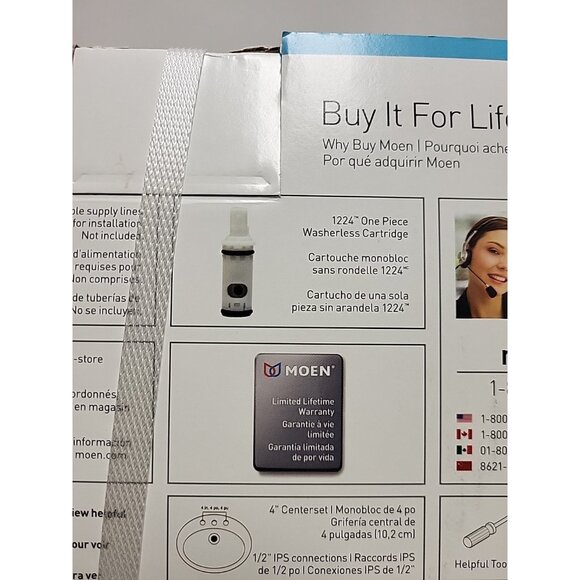 Moen Caldwell Chrome 2-handle 4" Centerset Bathroom Sink Faucet with Drain - Picture 7 of 8